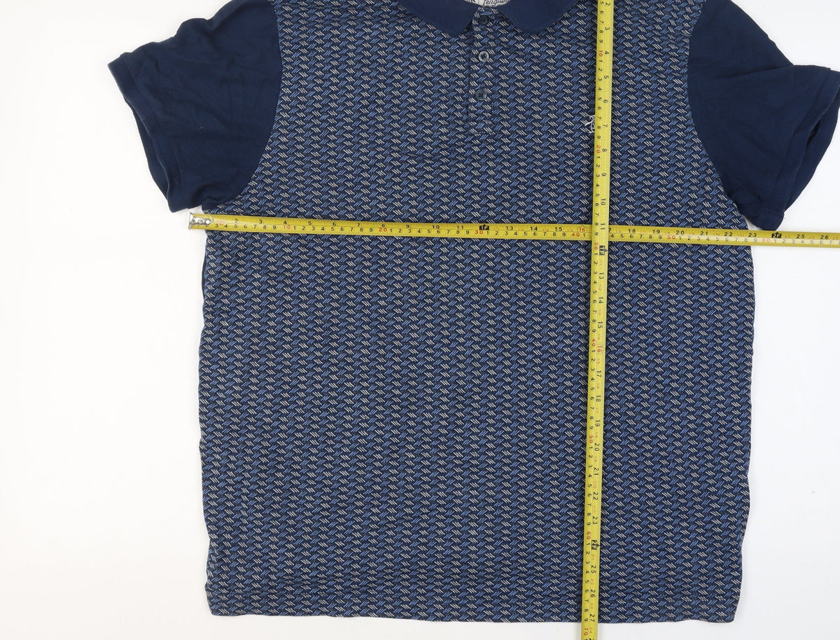 Original Penguin Men’s Blue XL Geometric Short Sleeve Polo Shirt