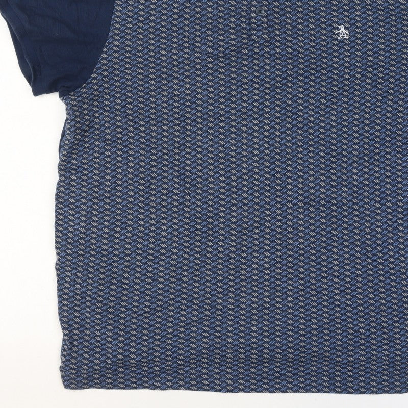 Original Penguin Men’s Blue XL Geometric Short Sleeve Polo Shirt