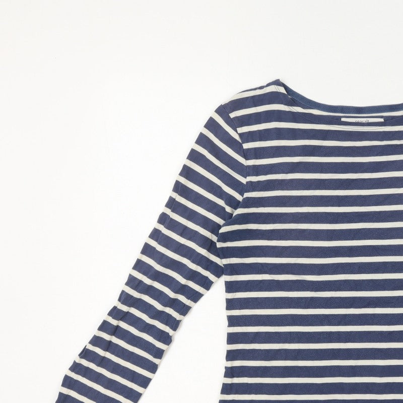 Seasalt Women Blue UK 10 Organic Cotton Breton Striped Sailor Jersey Top