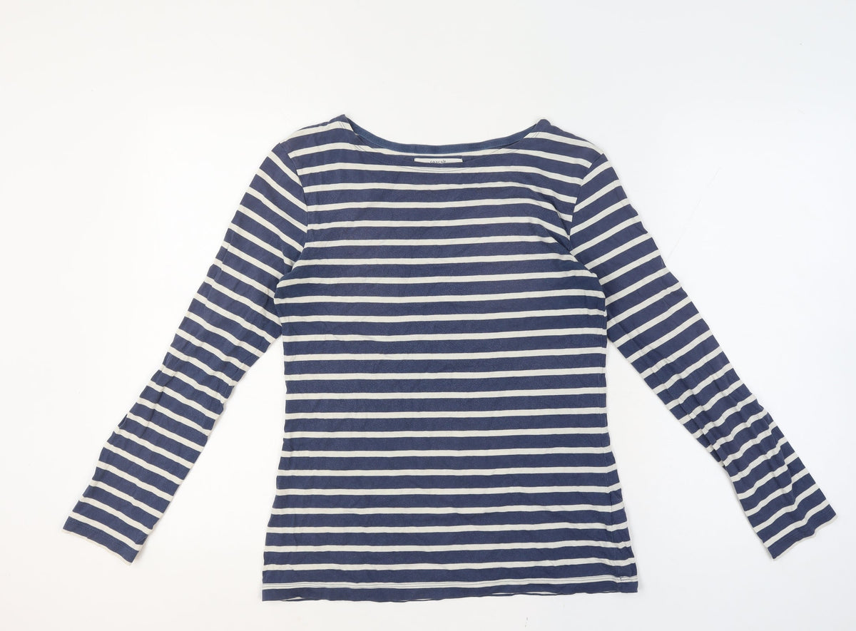 Seasalt Women Blue UK 10 Organic Cotton Breton Striped Sailor Jersey Top