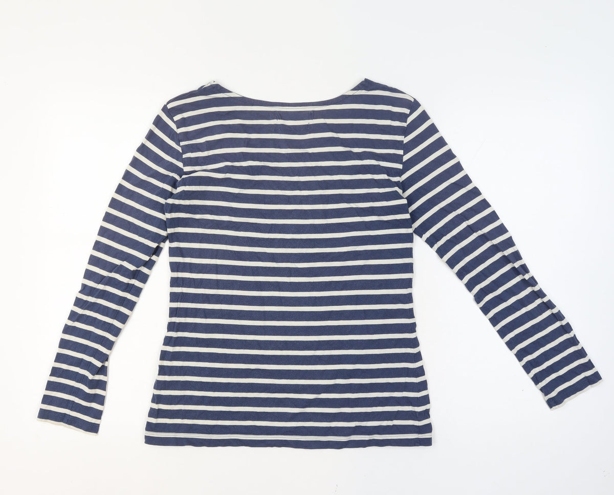 Seasalt Women Blue UK 10 Organic Cotton Breton Striped Sailor Jersey Top