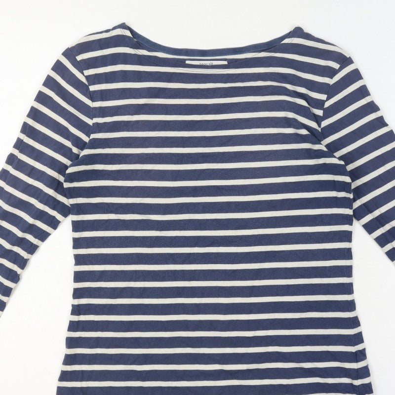Seasalt Women Blue UK 10 Organic Cotton Breton Striped Sailor Jersey Top