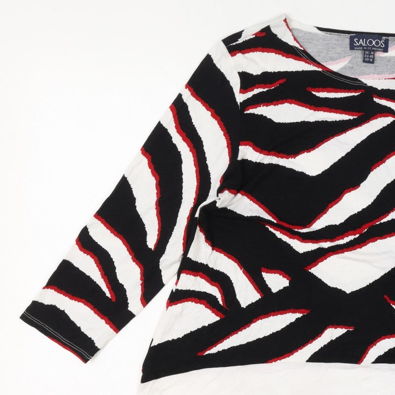 Saloos Women’s Multicoloured UK 14 Zebra Print 3/4 Sleeve Jersey Top
