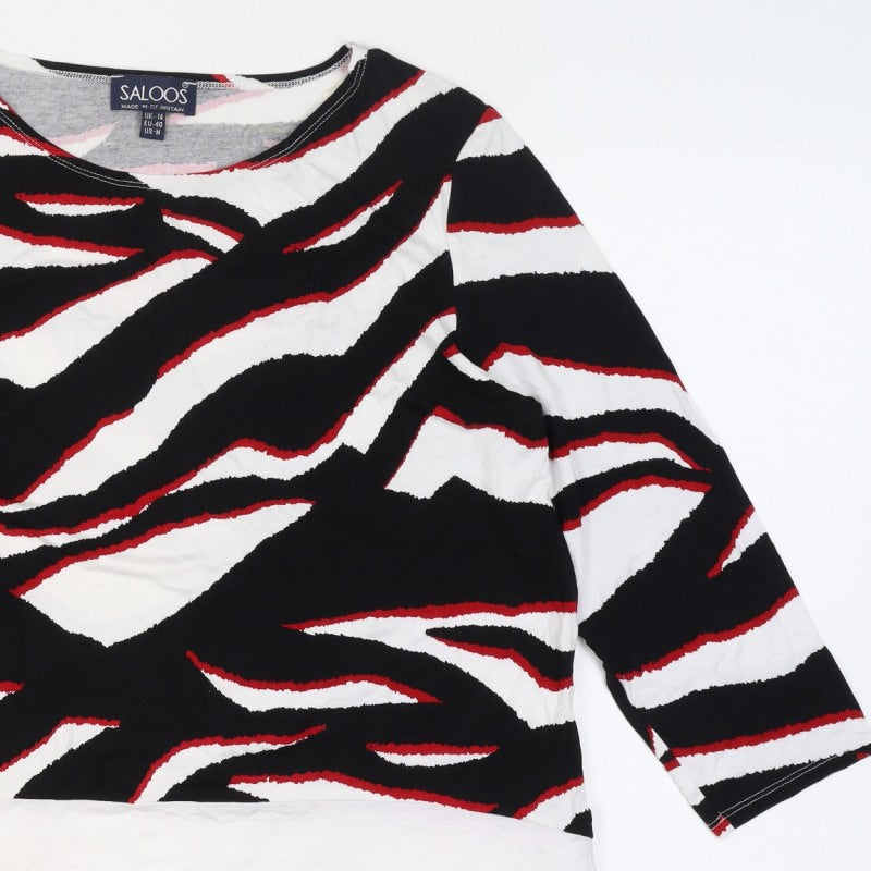 Saloos Women’s Multicoloured UK 14 Zebra Print 3/4 Sleeve Jersey Top