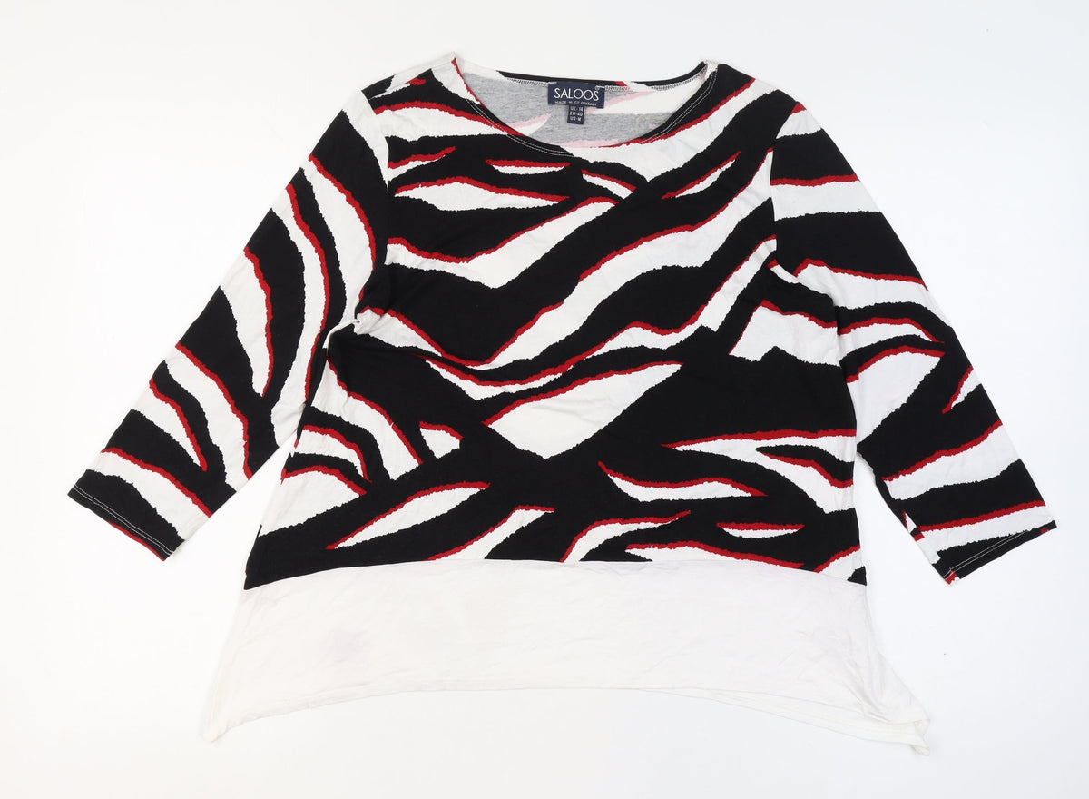 Saloos Women’s Multicoloured UK 14 Zebra Print 3/4 Sleeve Jersey Top