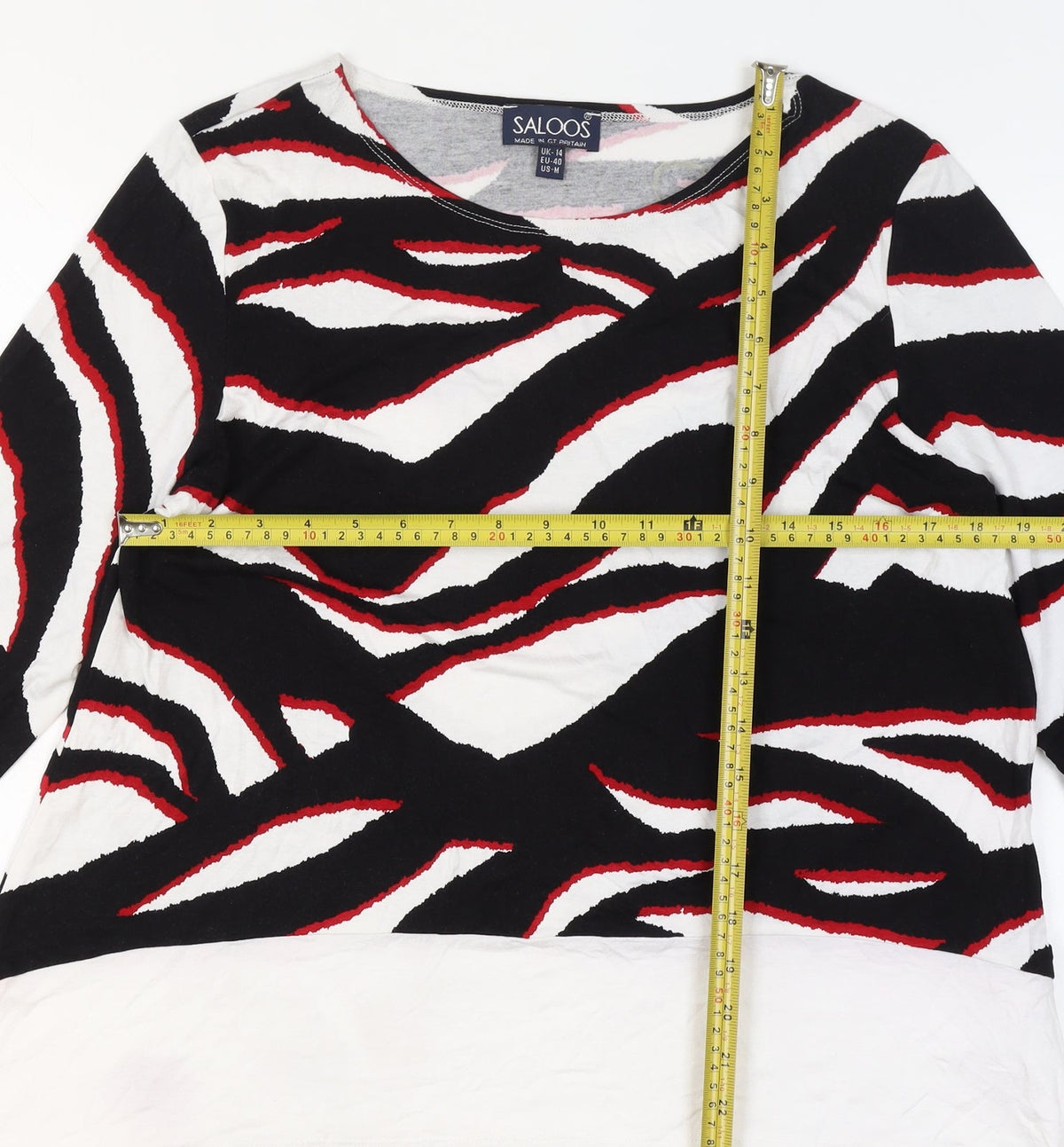 Saloos Women’s Multicoloured UK 14 Zebra Print 3/4 Sleeve Jersey Top