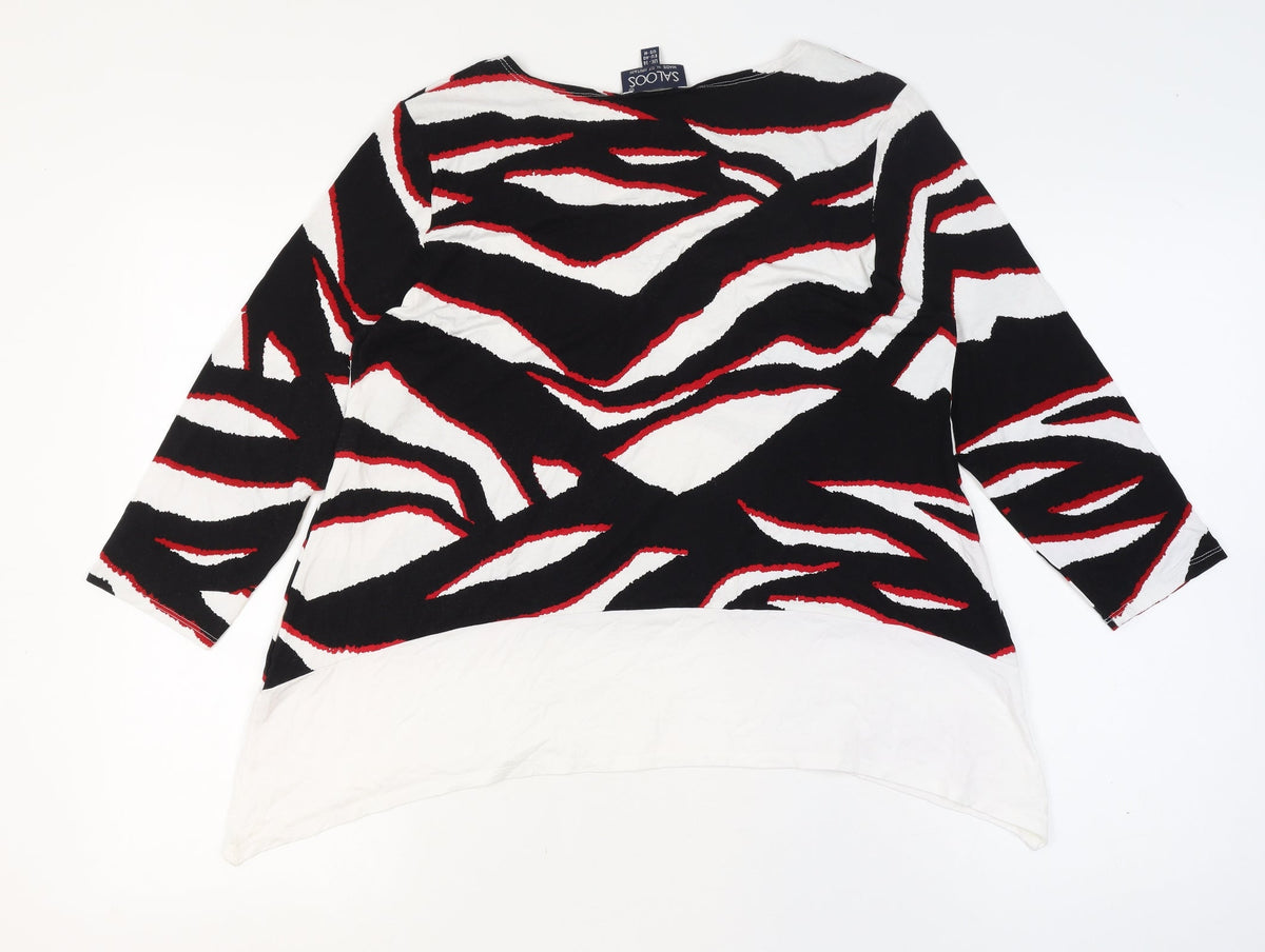 Saloos Women’s Multicoloured UK 14 Zebra Print 3/4 Sleeve Jersey Top