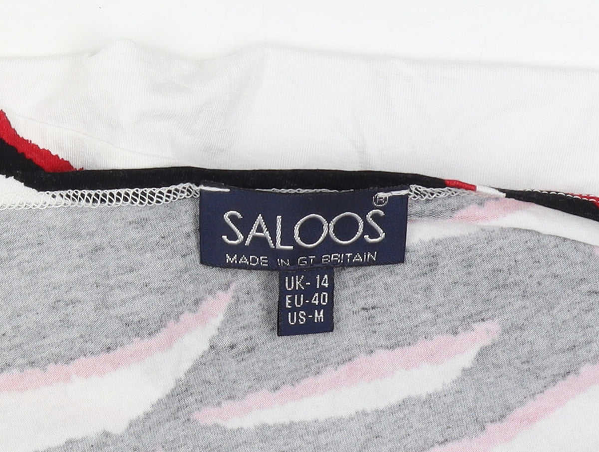Saloos Women’s Multicoloured UK 14 Zebra Print 3/4 Sleeve Jersey Top