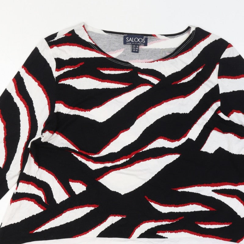 Saloos Women’s Multicoloured UK 14 Zebra Print 3/4 Sleeve Jersey Top