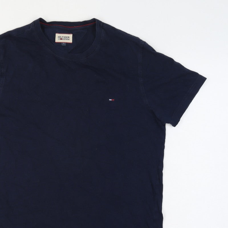 Additional view of Hilfiger Denim Men’s Blue L Classic Logo Crew Neck T-Shirt