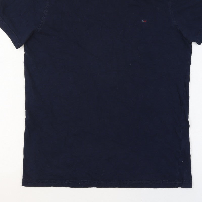 Additional view of Hilfiger Denim Men’s Blue L Classic Logo Crew Neck T-Shirt