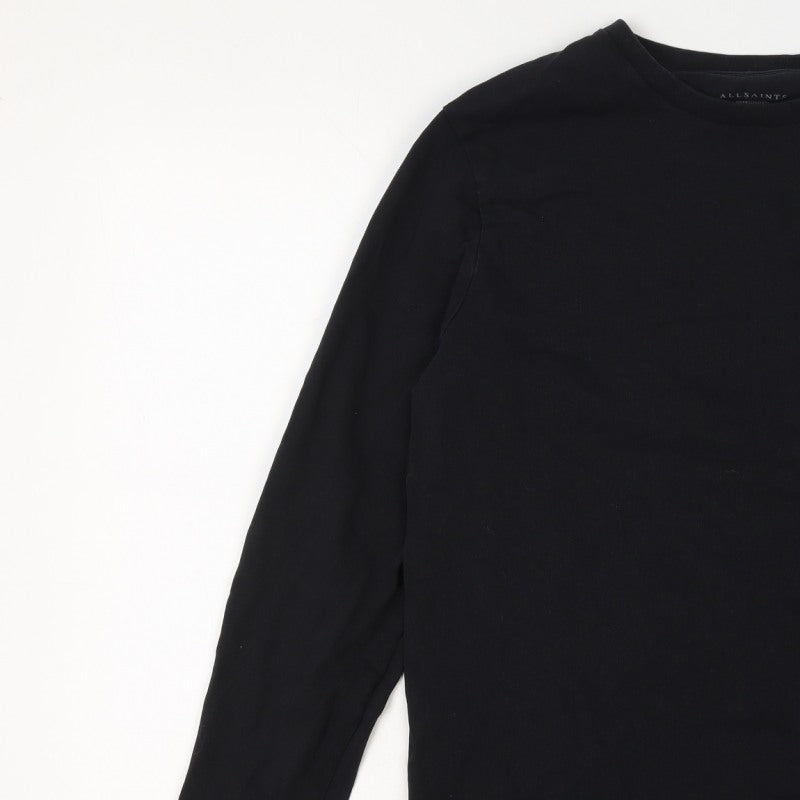AllSaints Men’s Black Medium Oversized Long Sleeve Crew Neck T-Shirt