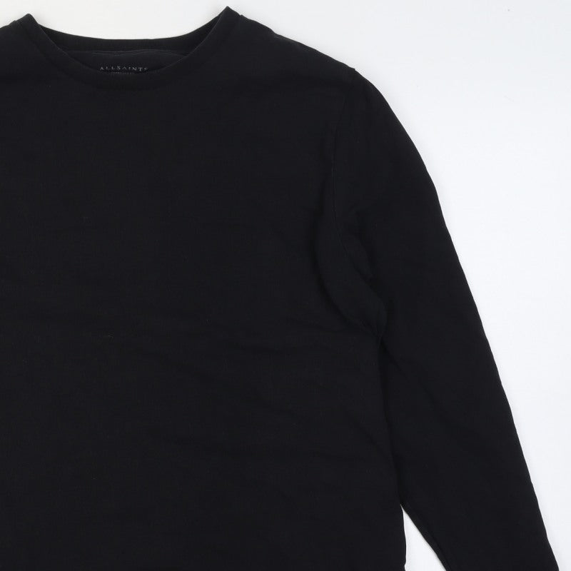 AllSaints Men’s Black Medium Oversized Long Sleeve Crew Neck T-Shirt