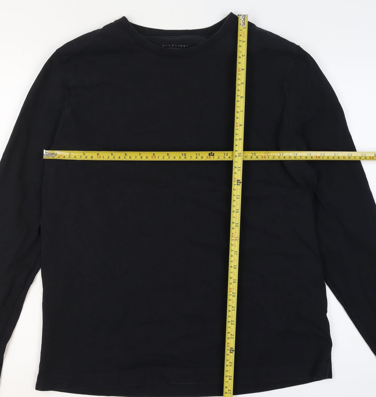 AllSaints Men’s Black Medium Oversized Long Sleeve Crew Neck T-Shirt