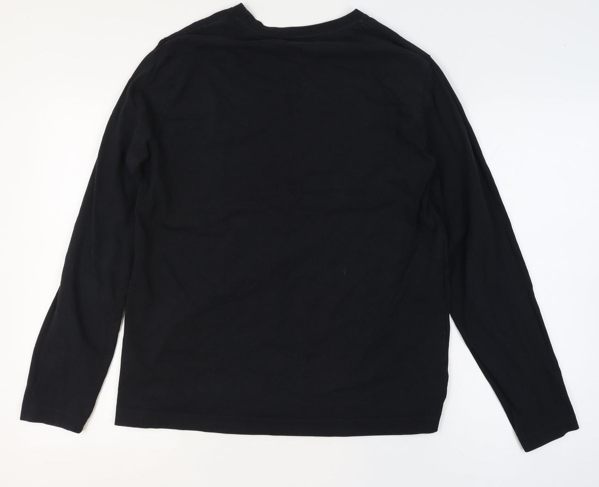 AllSaints Men’s Black Medium Oversized Long Sleeve Crew Neck T-Shirt