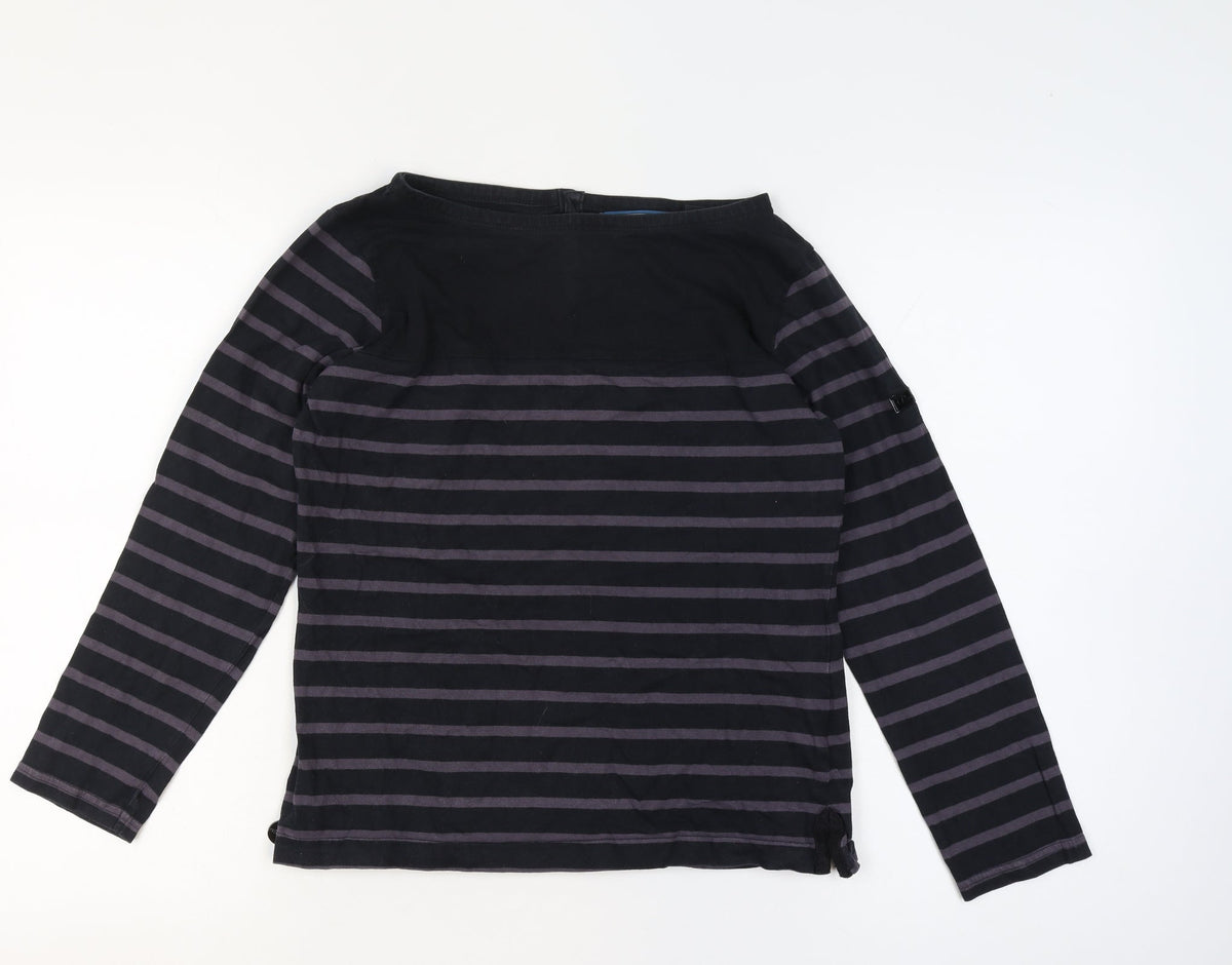 Regatta Women’s Black Striped Cotton Henley Jersey Top UK 12