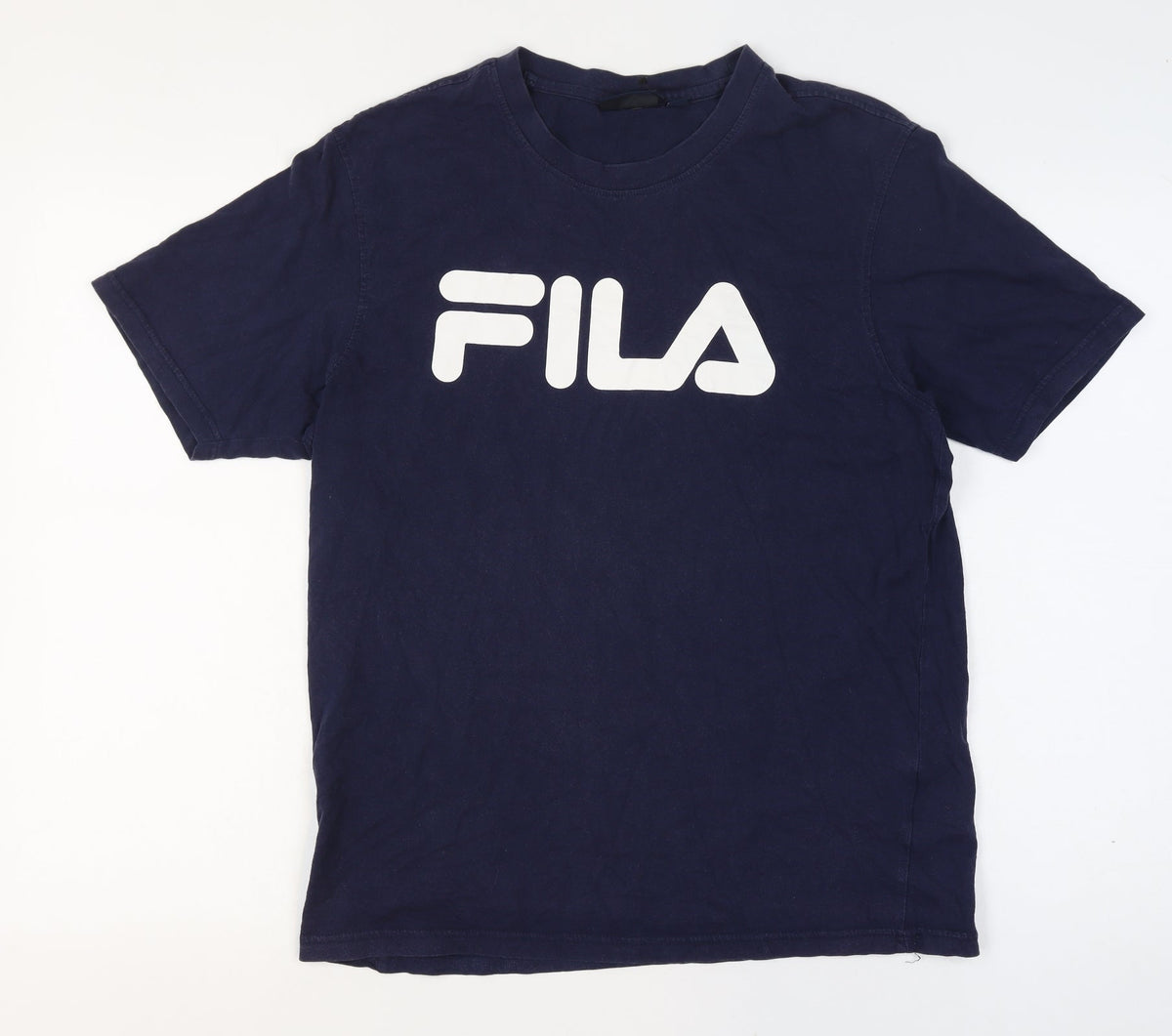 FILA Men's Blue L Logo Graphic Crew Neck Short Sleeve Cotton T-Shirt
