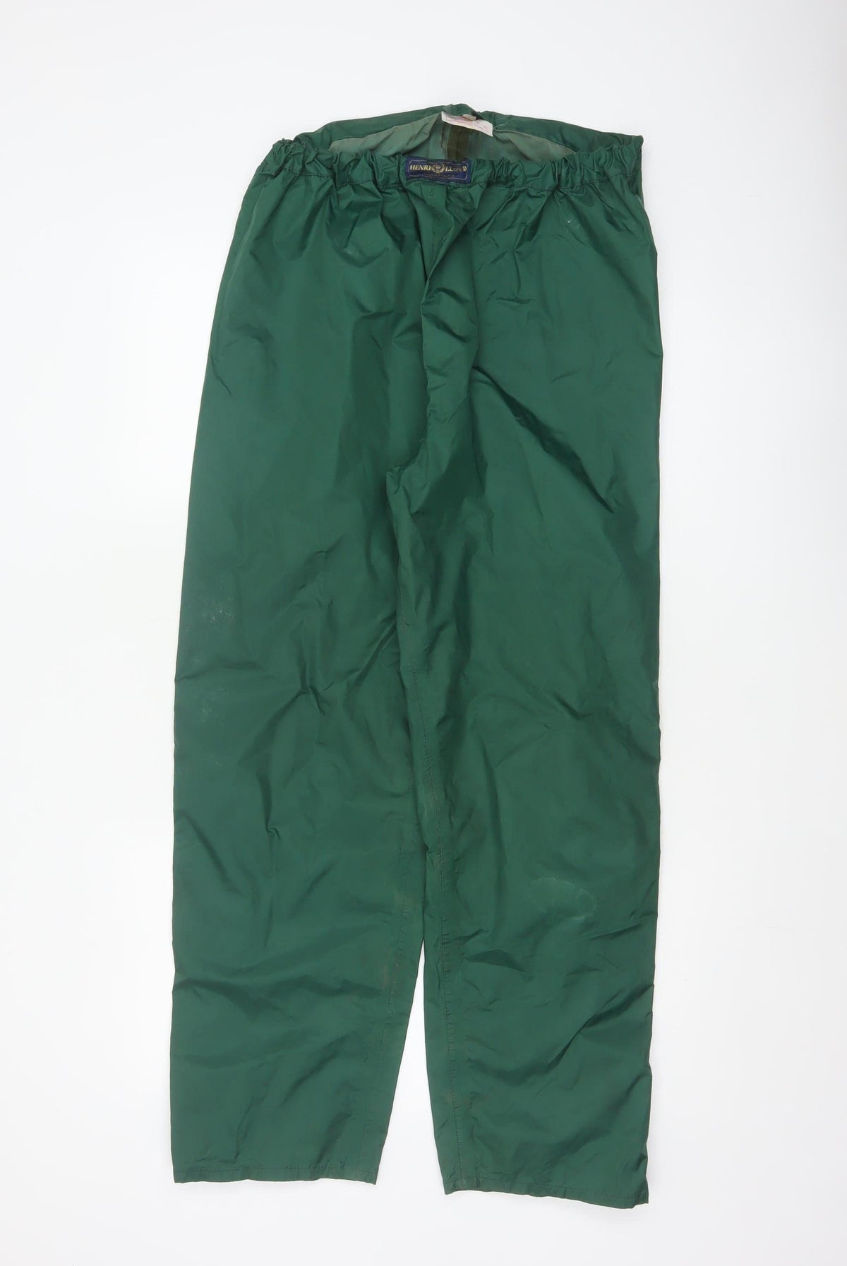 Back view of Henri Lloyd Men’s Green, size S, Nylon Rain Trousers Ankle Zip Vintage