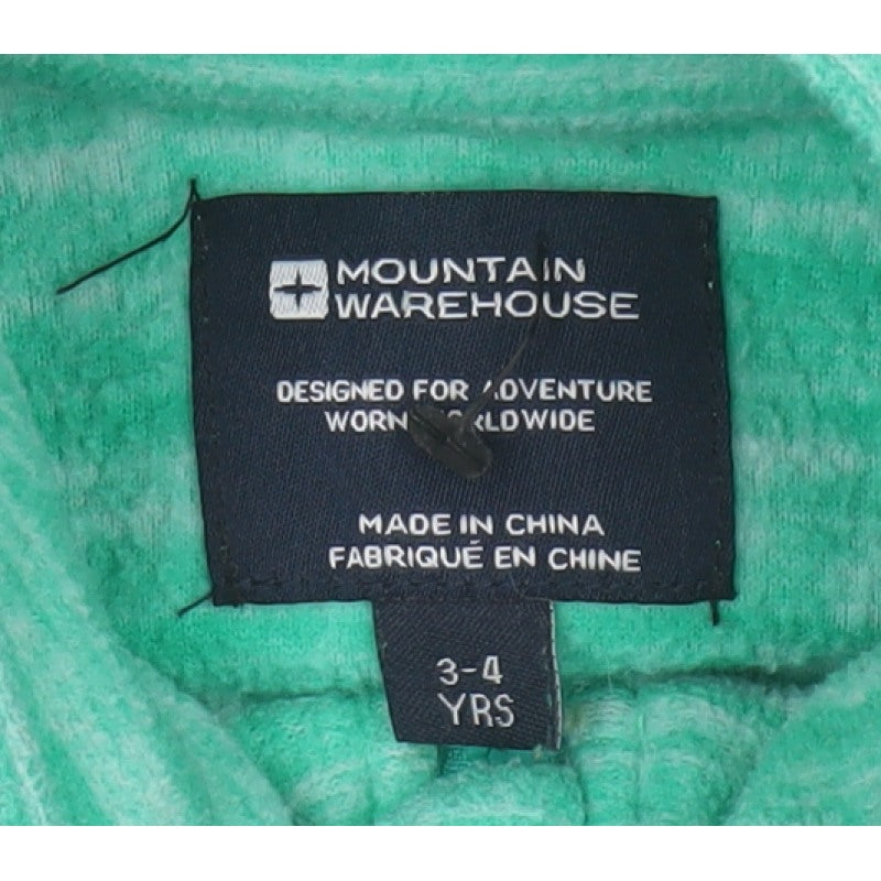 Mountain Warehouse Unisex Kids Green 3-4 Years Fleece Zip Jacket Pockets