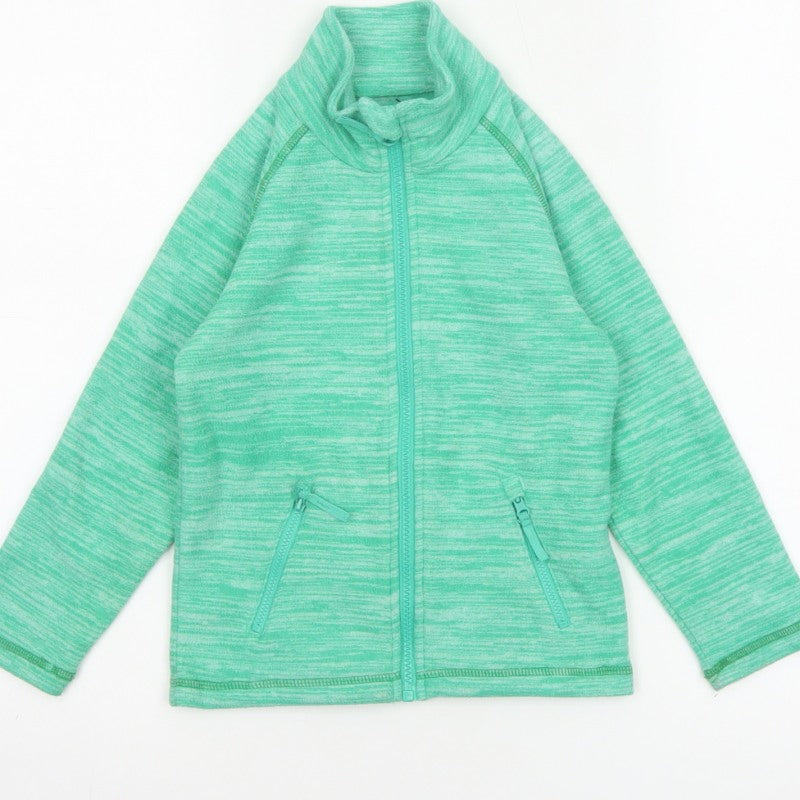 Mountain Warehouse Unisex Kids Green 3-4 Years Fleece Zip Jacket Pockets