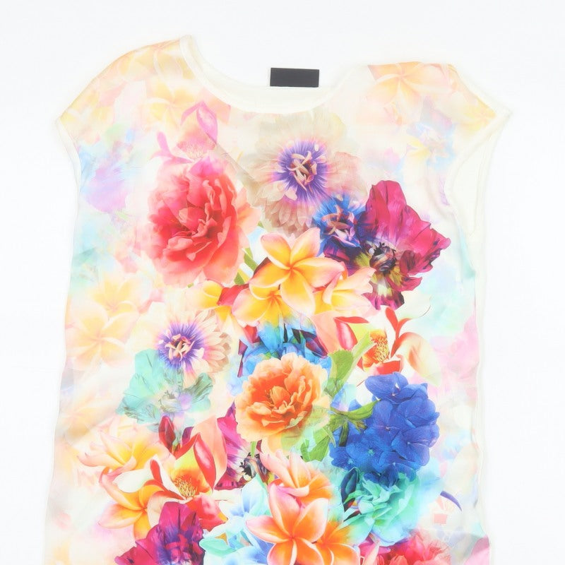 Wallis Women Multicoloured UK 8 Floral Short Sleeve Blouse Top