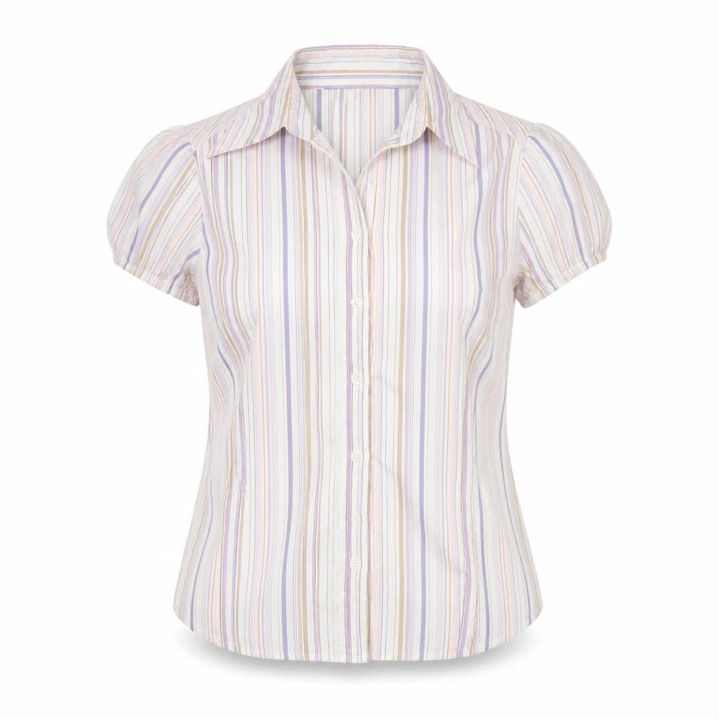 Next Women Multicoloured UK 12 Striped Short Sleeve Button-Up Shirt