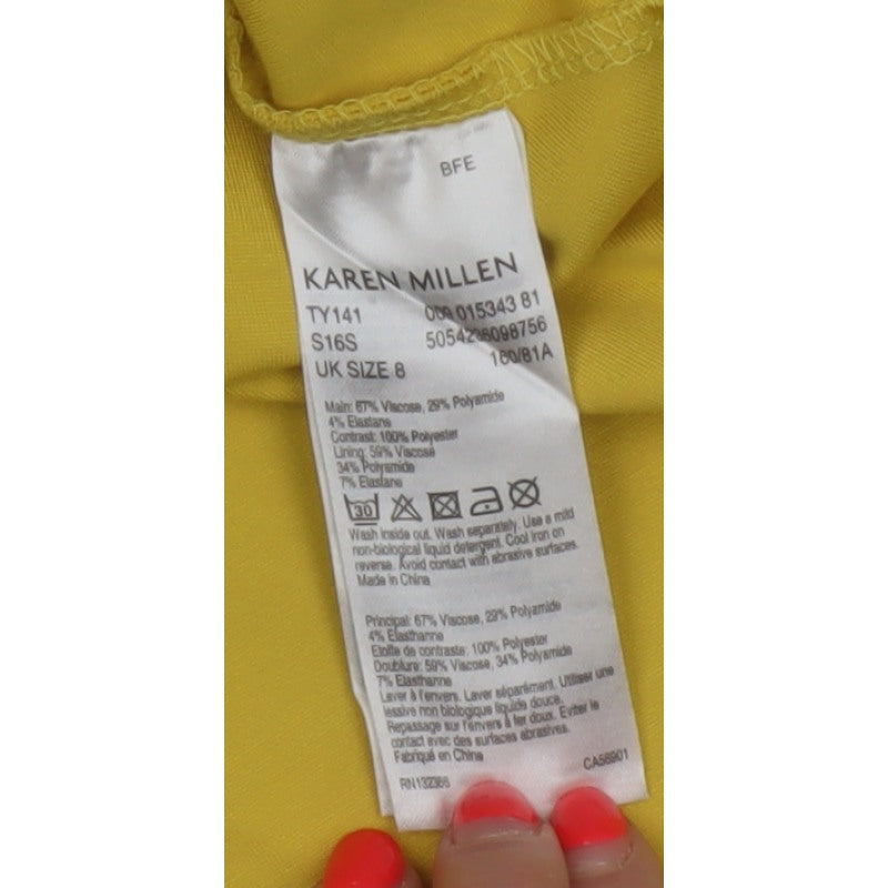 Karen Millen Women Yellow UK 8 Peplum Crochet Sleeve Blouse