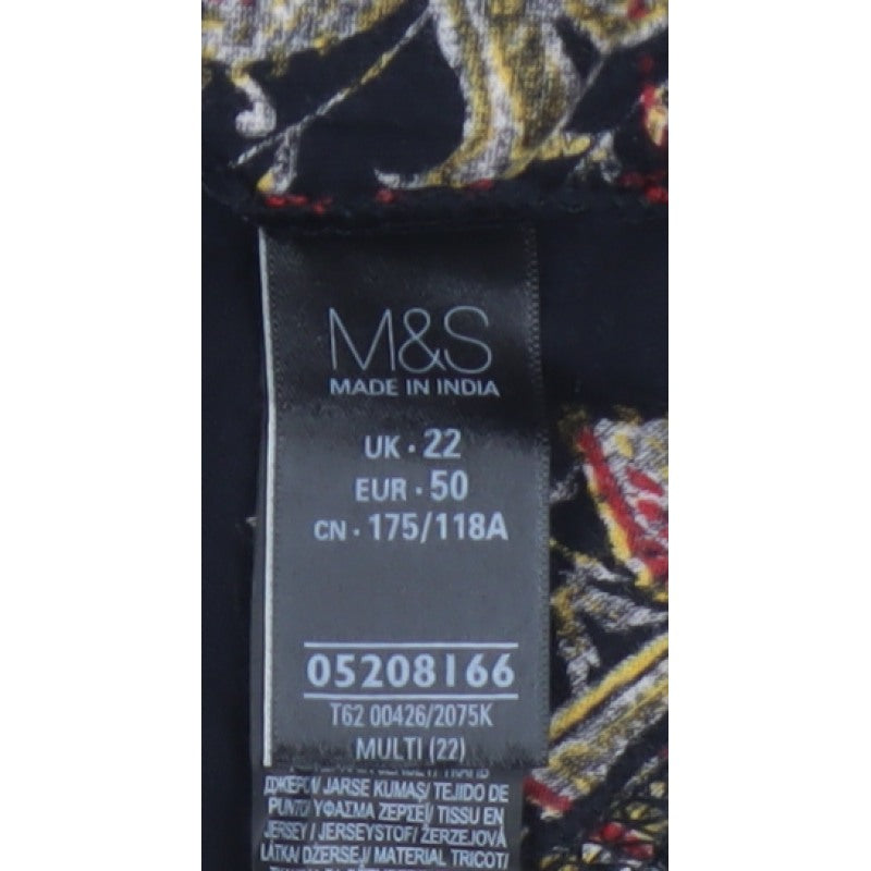 M&S Per Una Women Black Floral Lace Hem Jersey Blouse UK 22