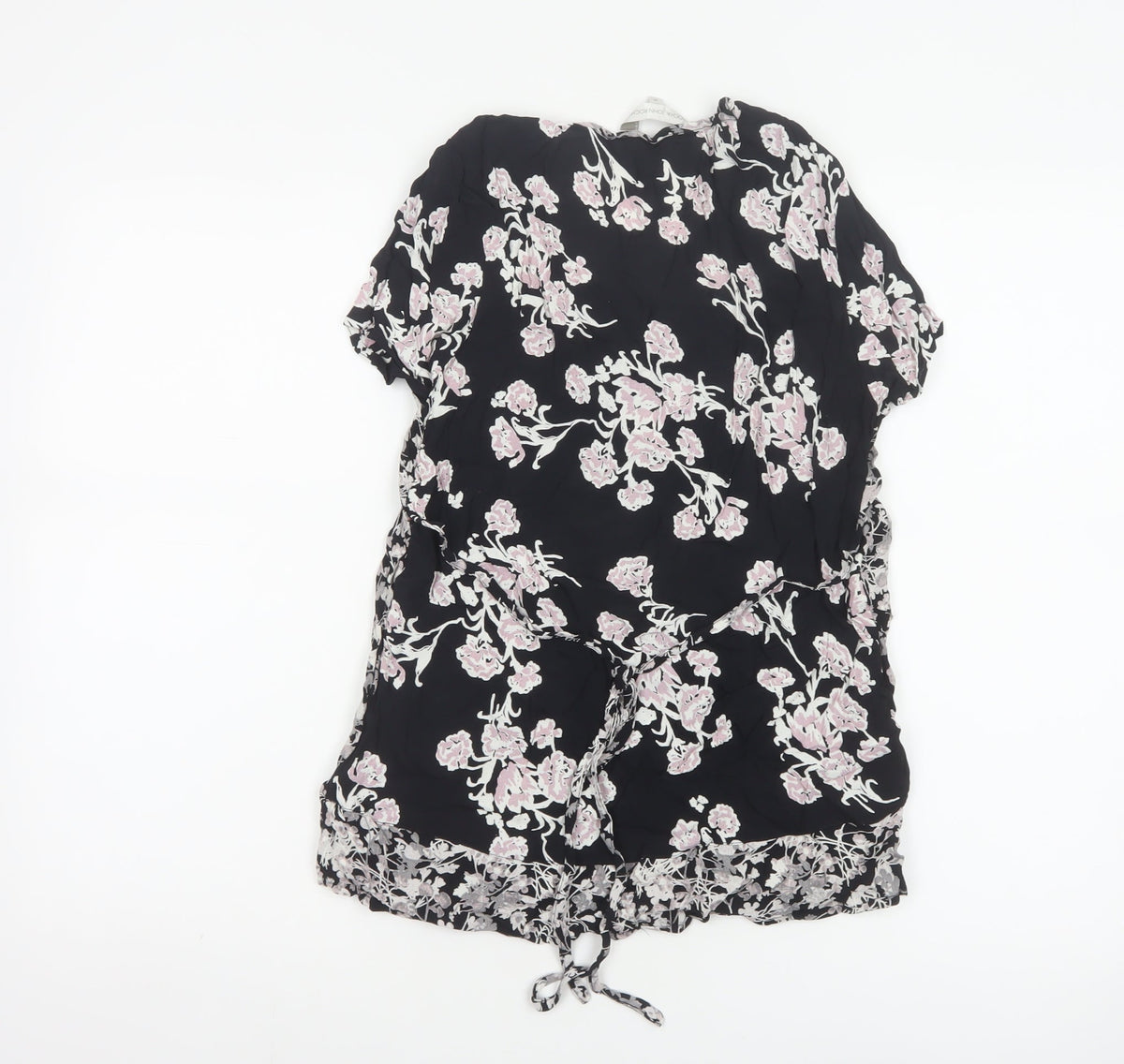 Rocha John Rocha Women Black Floral Beaded Tunic Blouse UK 14