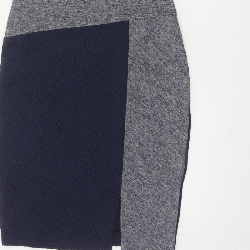 Next Women Blue Grey UK 12 Colourblock V-Neck Pencil Dress