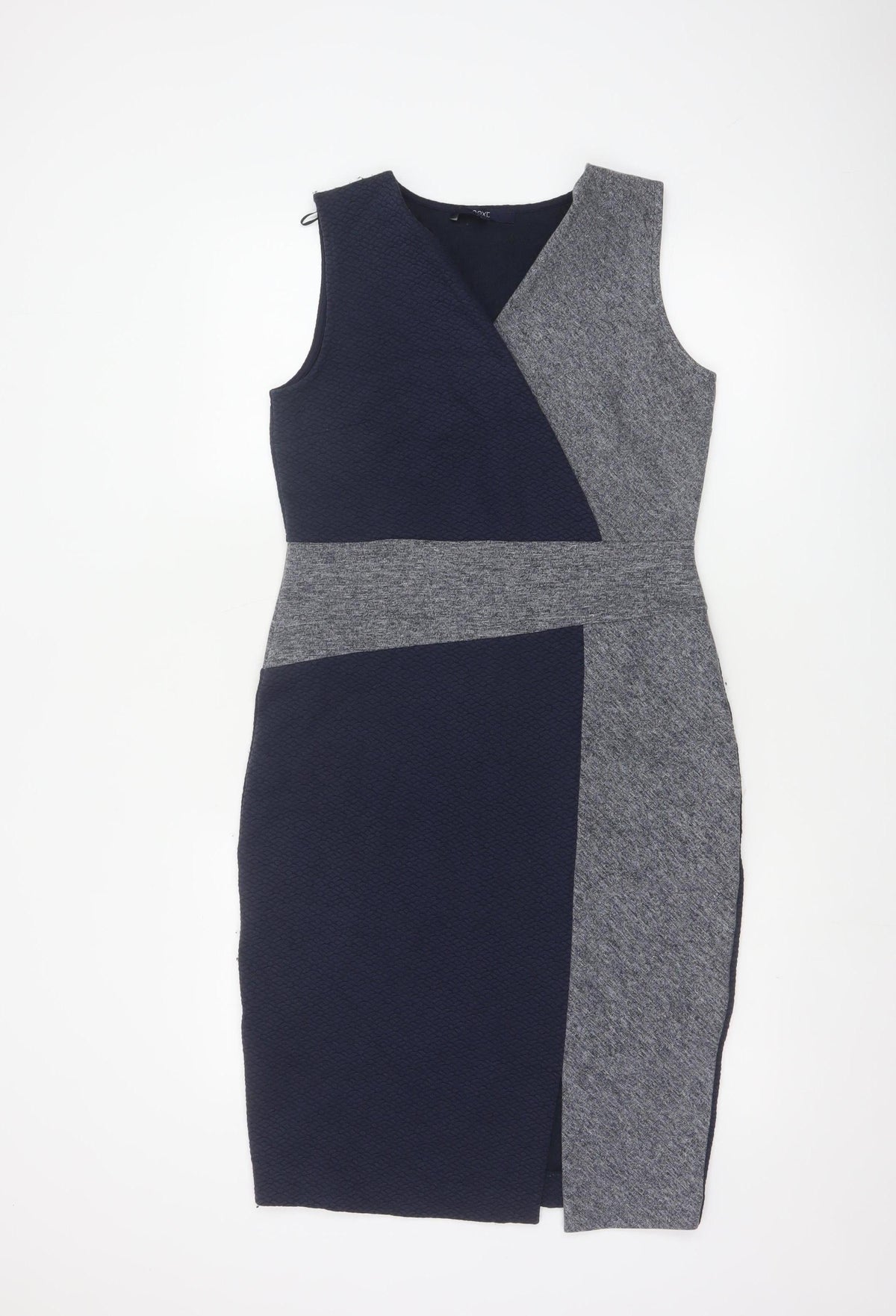 Next Women Blue Grey UK 12 Colourblock V-Neck Pencil Dress