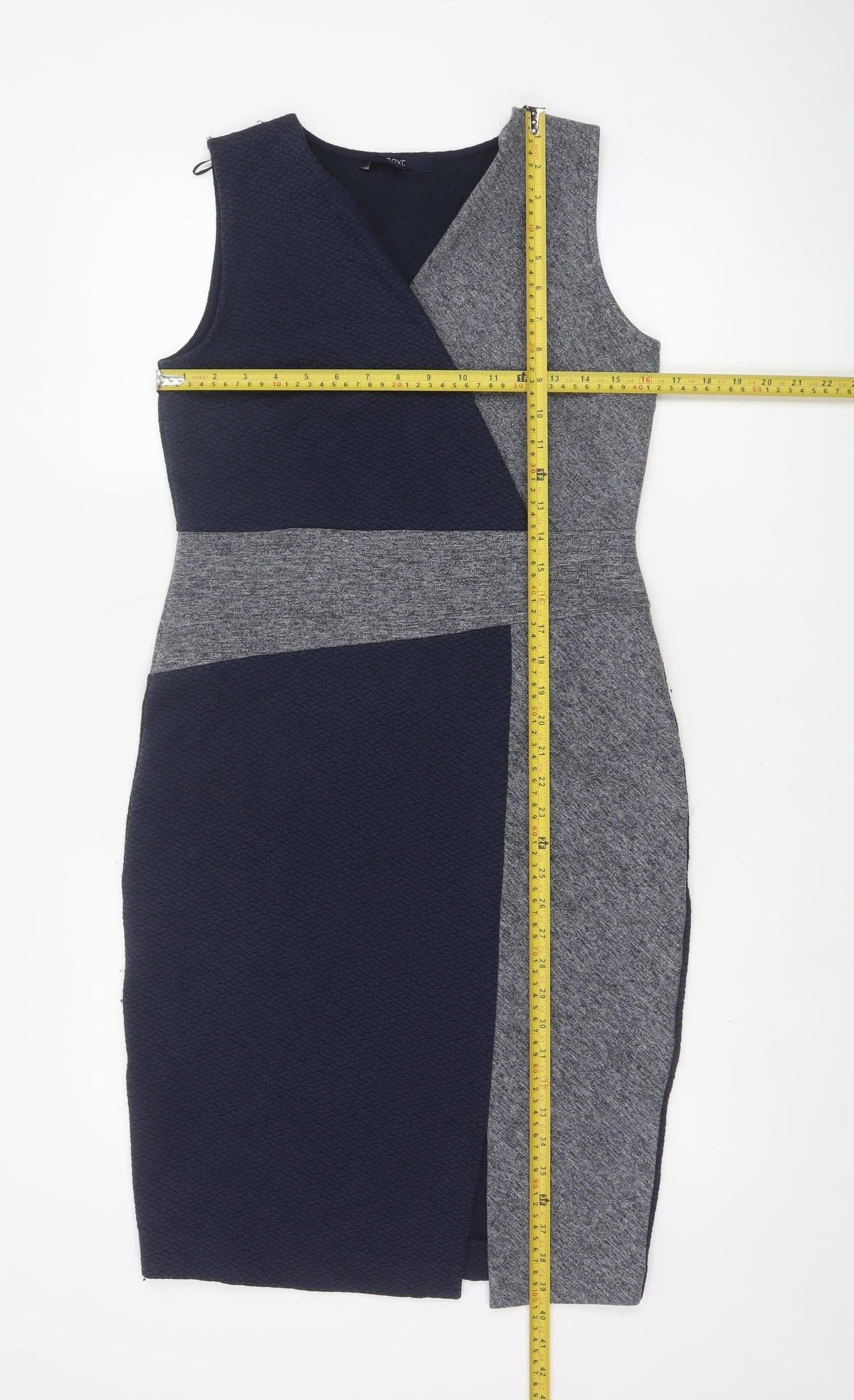 Next Women Blue Grey UK 12 Colourblock V-Neck Pencil Dress