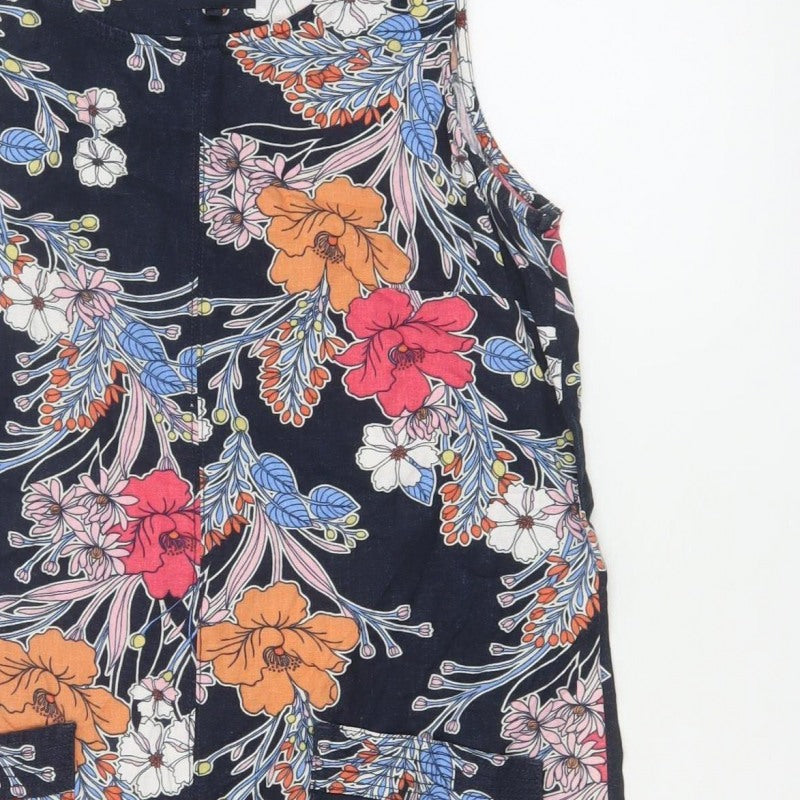 Next Women Multicoloured UK 10 Floral Linen Blend Shift Dress