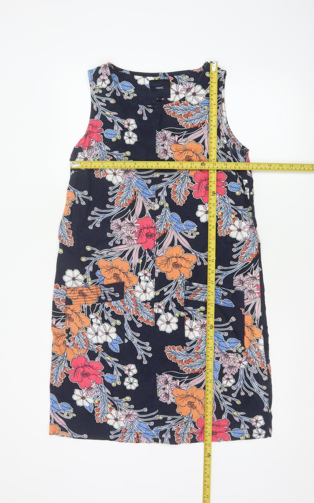 Next Women Multicoloured UK 10 Floral Linen Blend Shift Dress