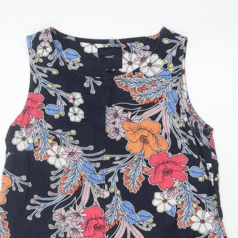Next Women Multicoloured UK 10 Floral Linen Blend Shift Dress