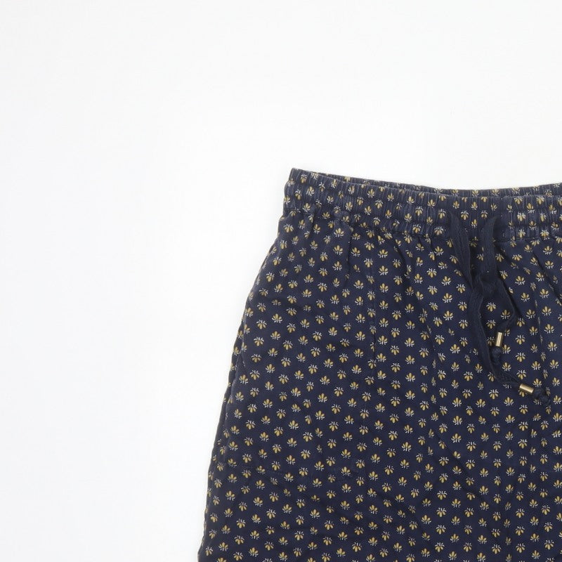 Fat Face Women Blue Floral Lyocell Mini Skirt UK 12 Elastic Waist