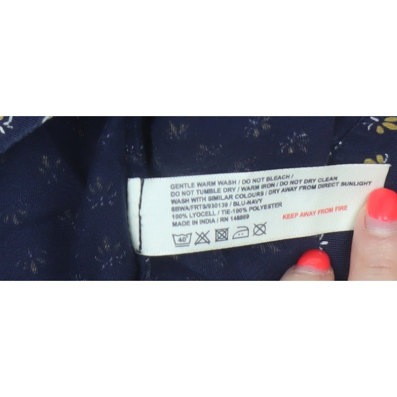Fat Face Women Blue Floral Lyocell Mini Skirt UK 12 Elastic Waist