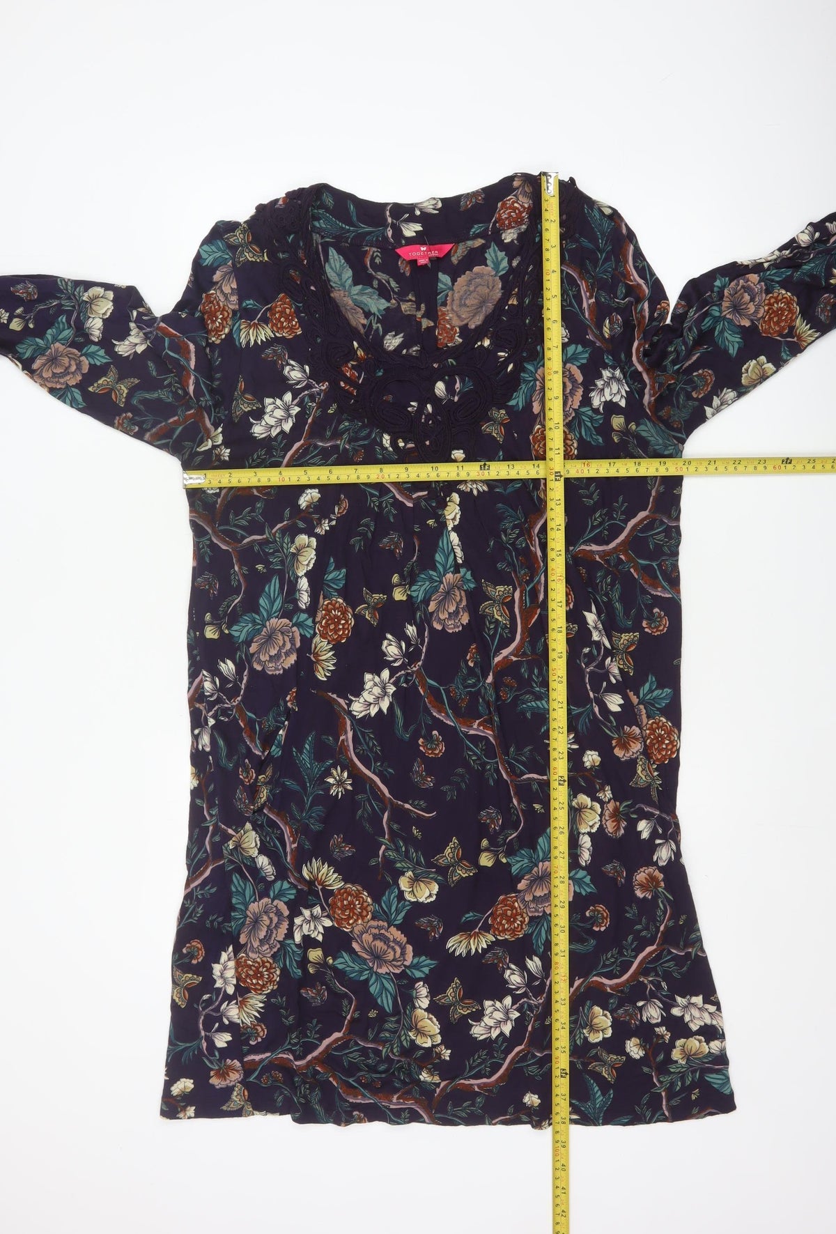 Together Women’s Multicoloured Floral Crochet V-Neck Shift Dress UK 18