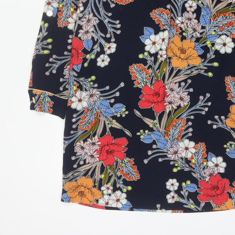 Next Women Blue Floral Shift Dress UK 10 Long Sleeve Pockets