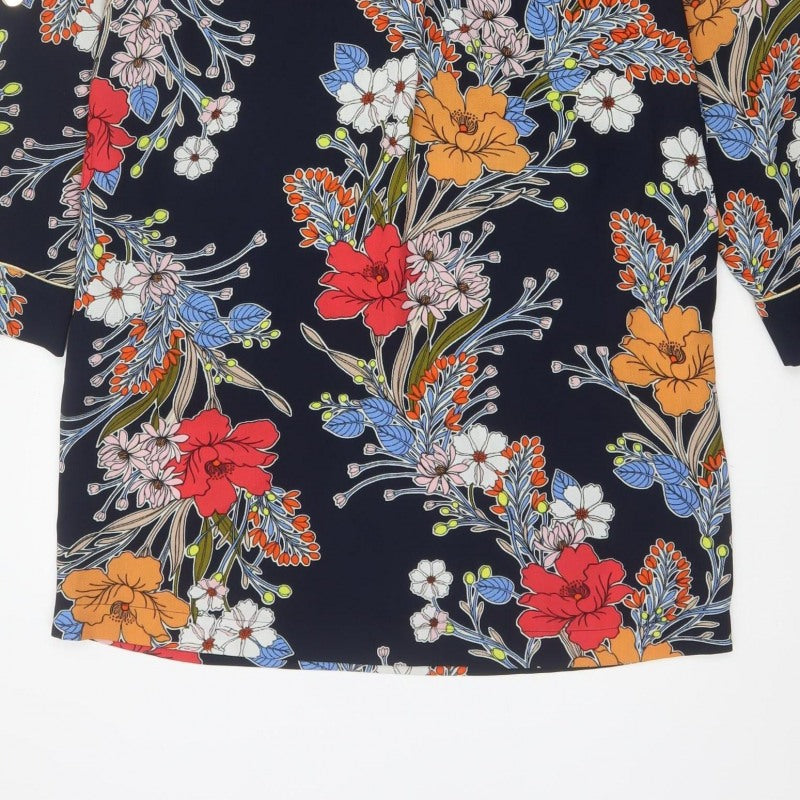 Next Women Blue Floral Shift Dress UK 10 Long Sleeve Pockets