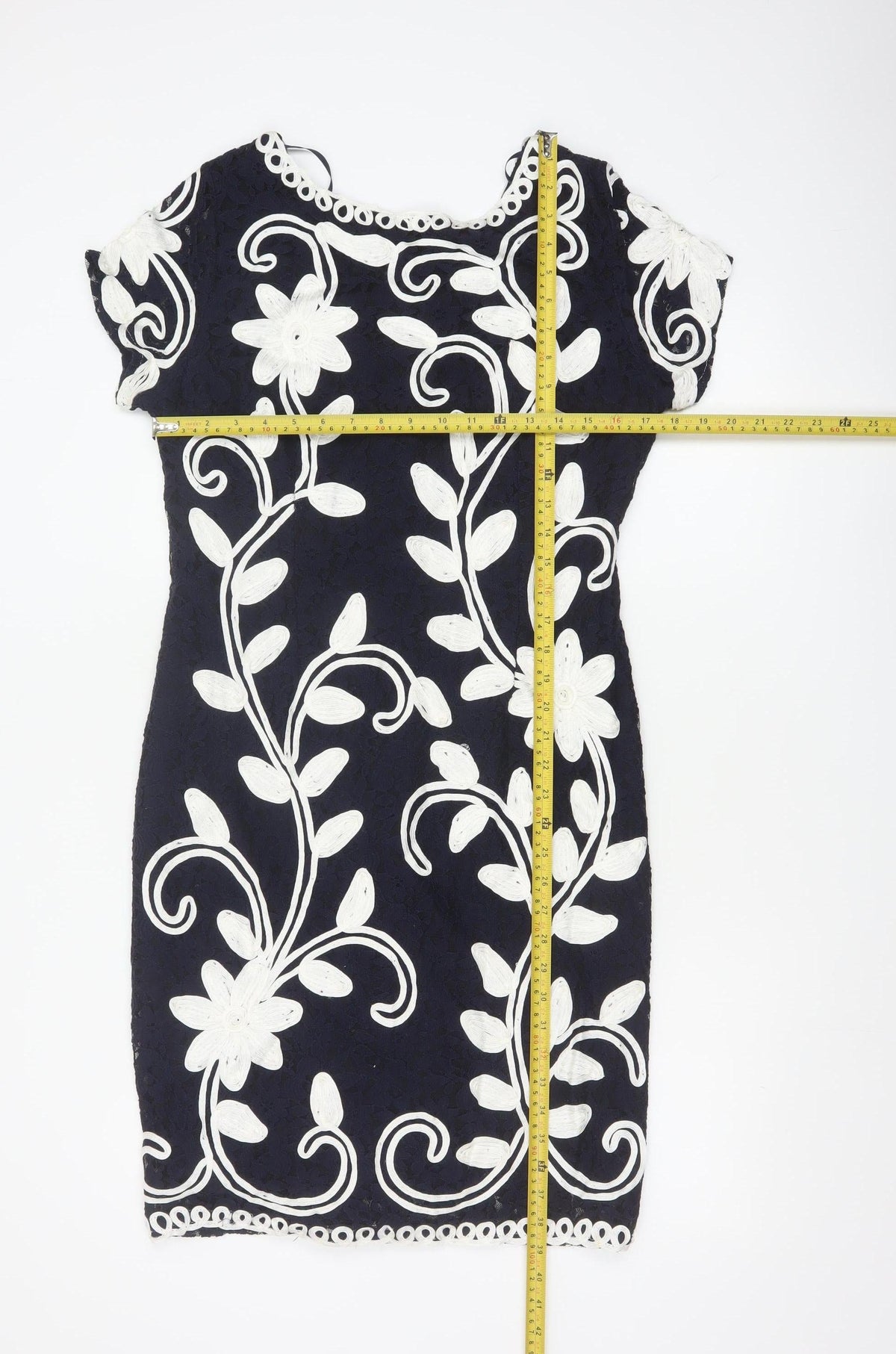 Roman Women Blue Floral Embroidered Bodycon Dress Size 16