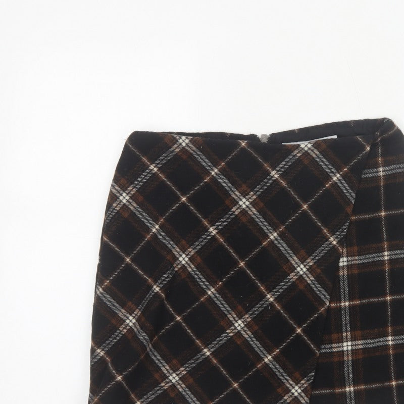 Hollister Women Multicoloured S High Rise Plaid Wrap Mini Skirt