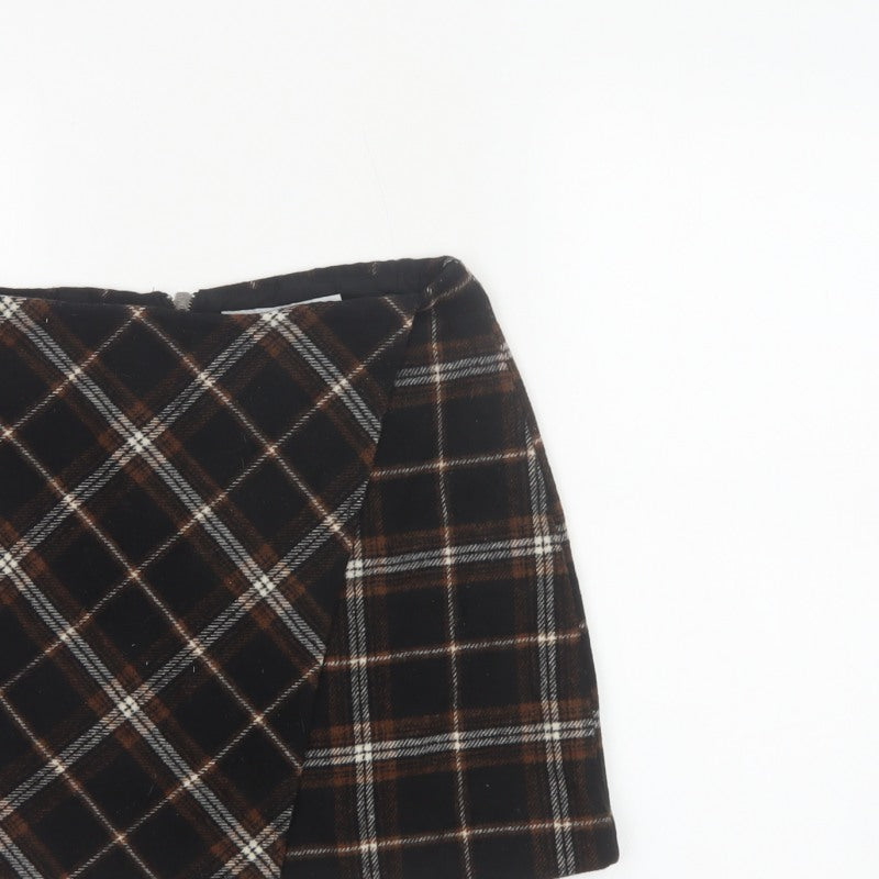 Hollister Women Multicoloured S High Rise Plaid Wrap Mini Skirt