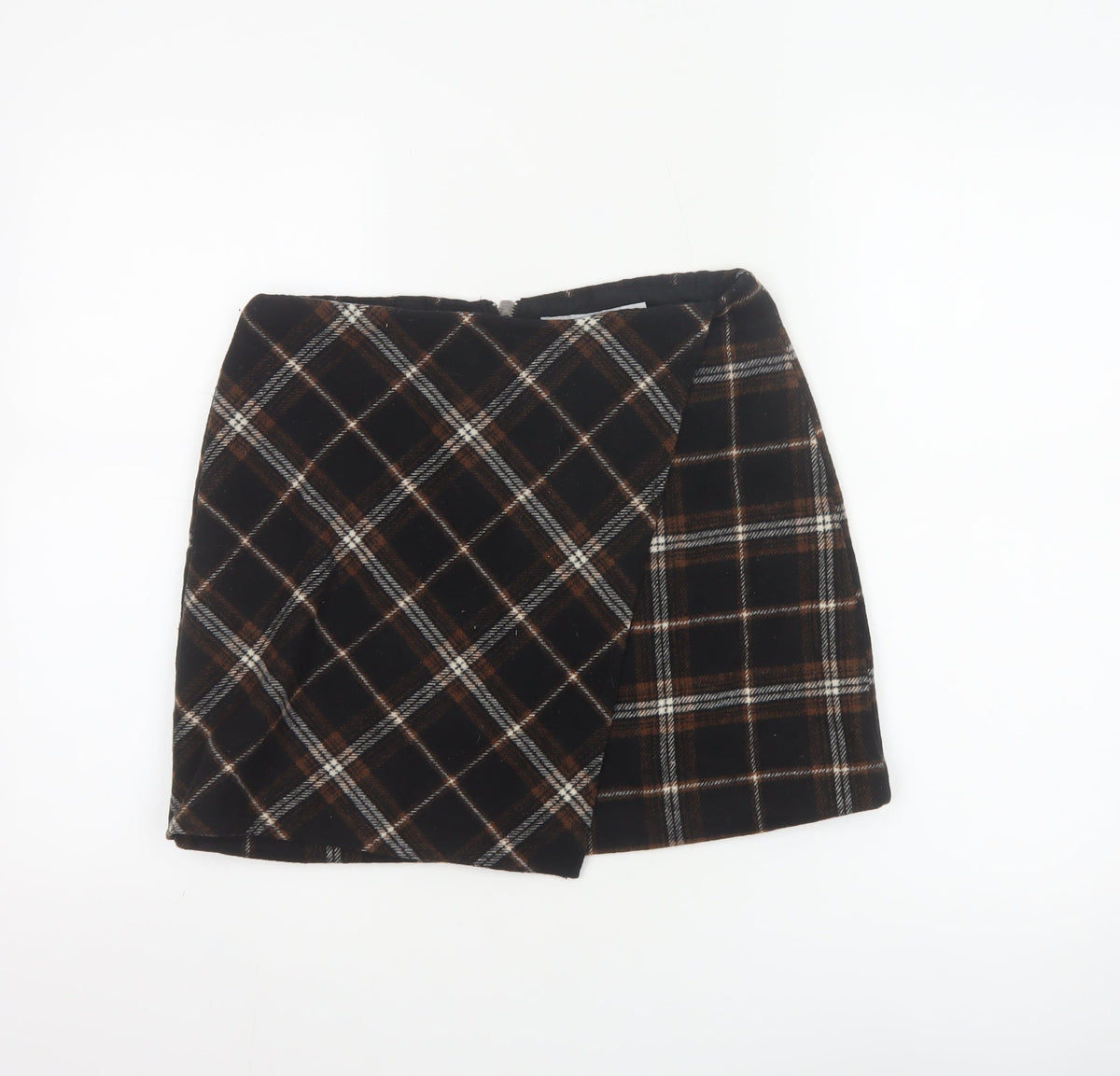 Hollister Women Multicoloured S High Rise Plaid Wrap Mini Skirt