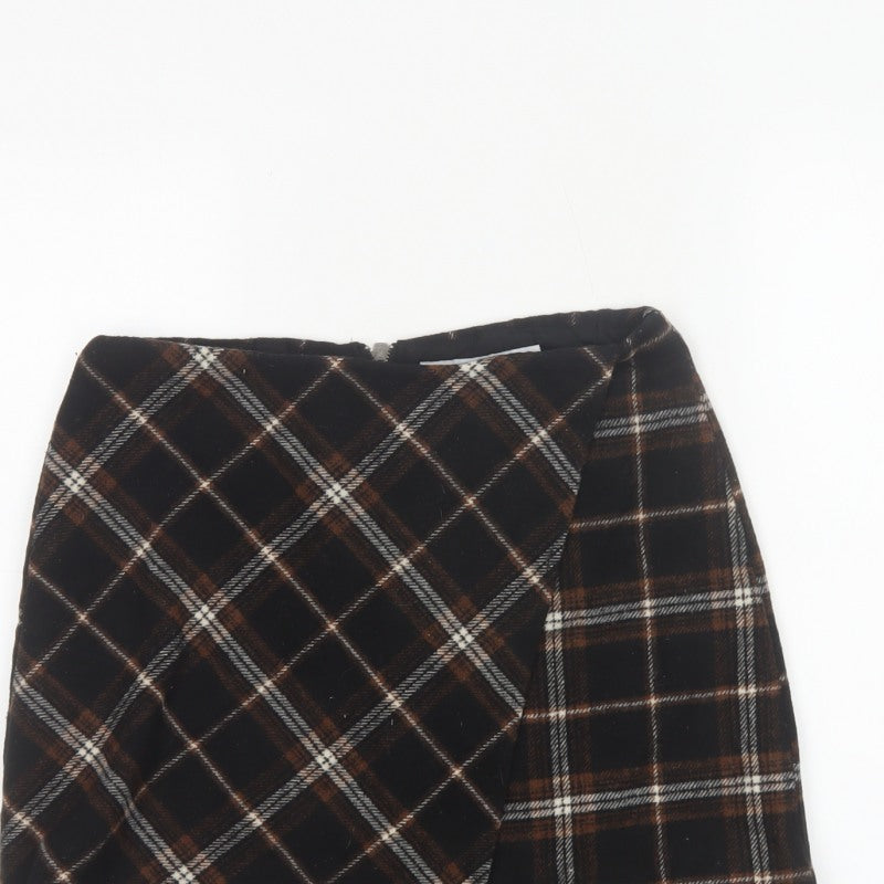 Hollister Women Multicoloured S High Rise Plaid Wrap Mini Skirt