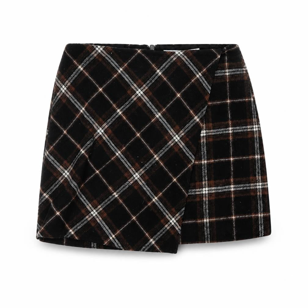 Hollister Women Multicoloured S High Rise Plaid Wrap Mini Skirt