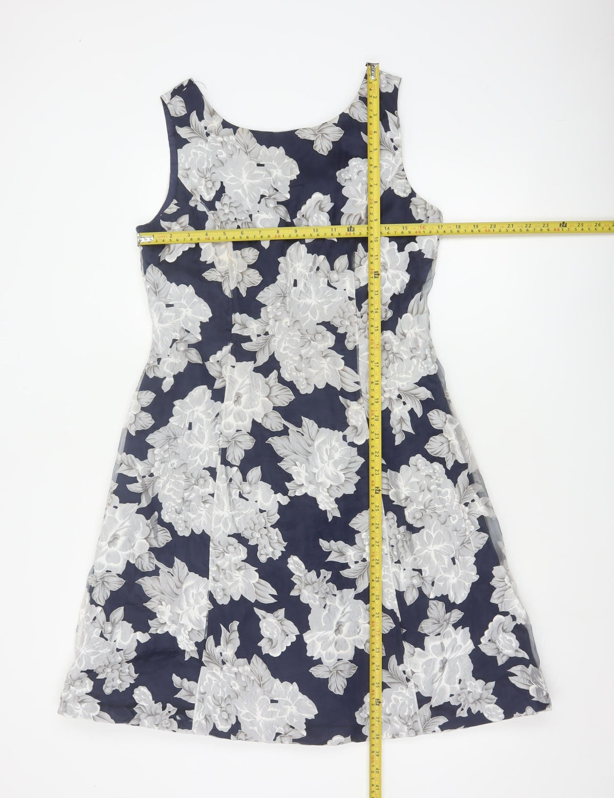 Phase Eight Women Blue Floral A-Line Sleeveless Dress UK 12