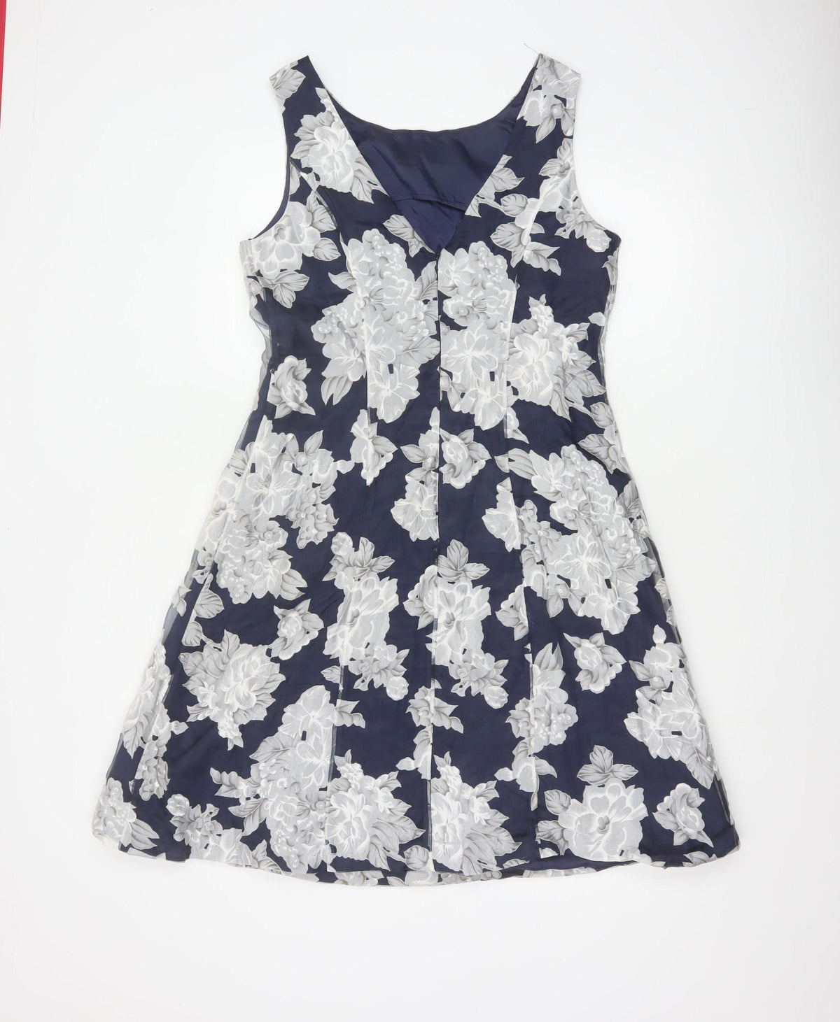 Phase Eight Women Blue Floral A-Line Sleeveless Dress UK 12