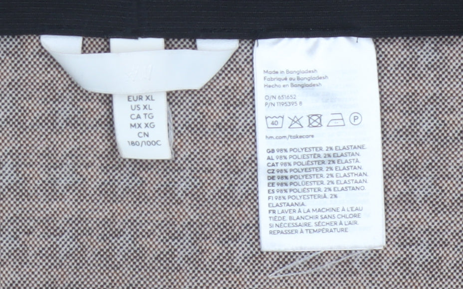 H&M Women Brown XL Houndstooth Straight Pencil Mini Skirt