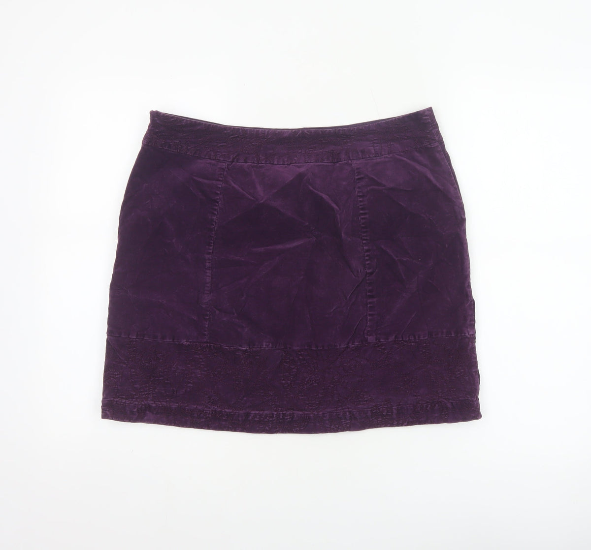 White Stuff Women Purple Size 12 Velvet Mini Straight Pencil Skirt Pockets